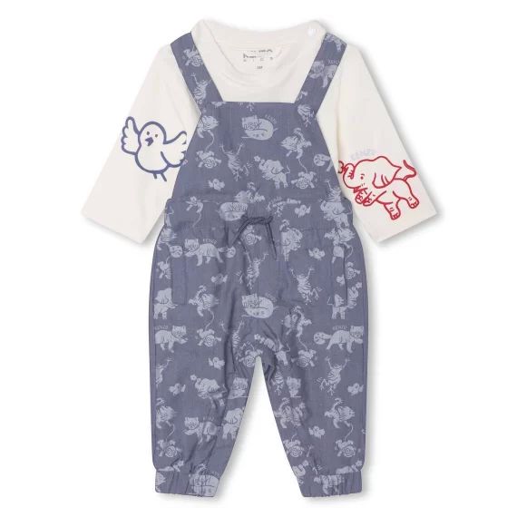 Ensemble t-shirt + salopette Garçon Bleu