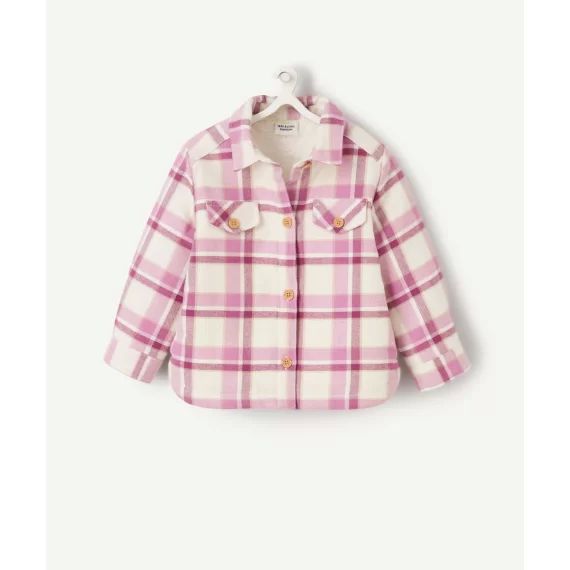 Chemise à carreaux bébé fille en rembourrage recyclé doublé sherpa
