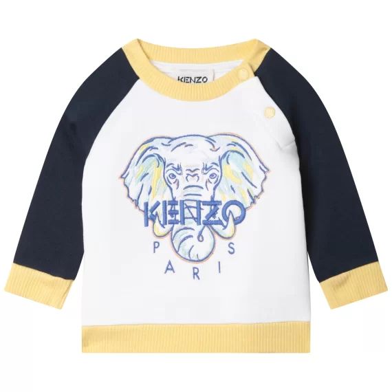 Sweat-shirt en coton brodé Garçon Blanc