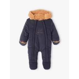 Combi-pilote en velours bébé doublée sherpa marine