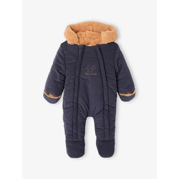 Combi-pilote en velours bébé doublée sherpa marine