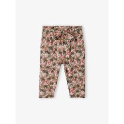 Pantalon imprimé jungle bébé avec ceinture à nouer ivoire imprimé