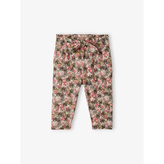 Pantalon imprimé jungle bébé avec ceinture à nouer ivoire imprimé