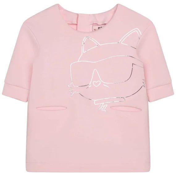 Robe sweat-shirt à poches Fille Rose