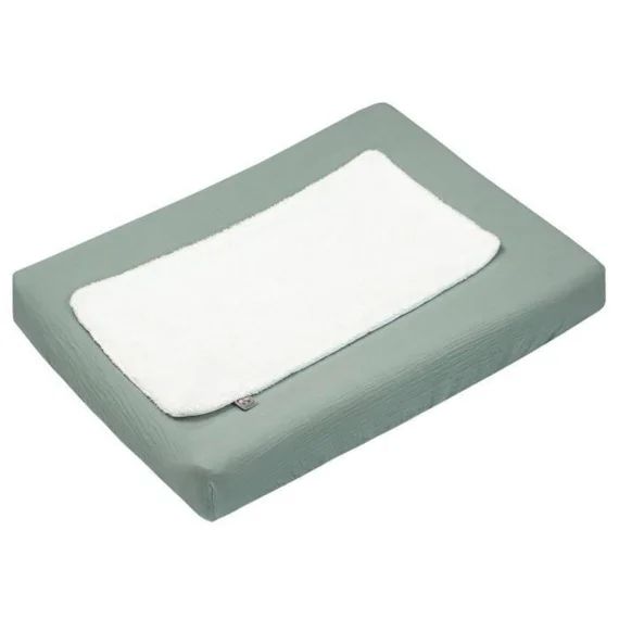Housse De Matelas À Langer + Tapis De Change En Bambou Jeanne Vert De Gris Vert