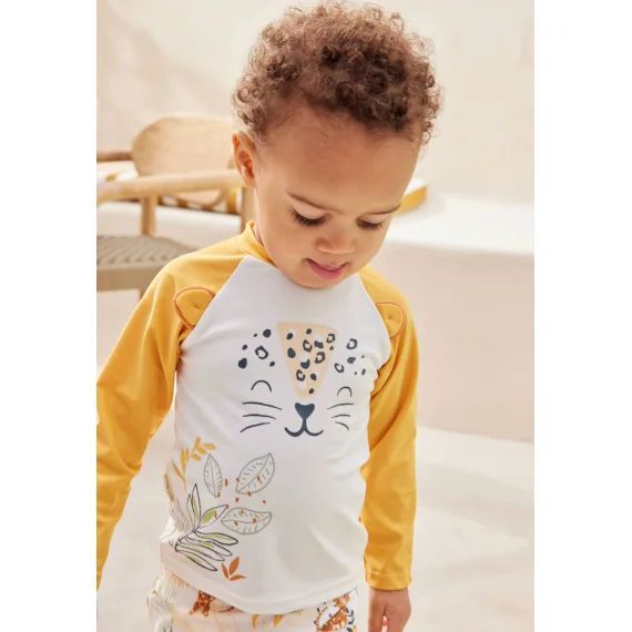 Maillot De Bain Bébé 2 Pièces T-shirt De Protection Uv & Boxer Wakae Ocre