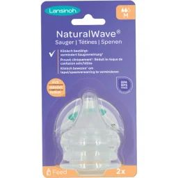 Lot de 2 tétines Natural Wave® spécial allaitement débit moyen