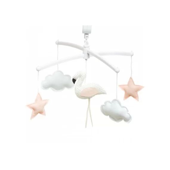 Mobile musical flamant rose et blanc (mélodie au choix)