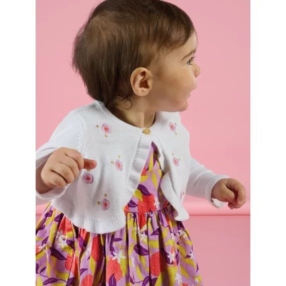 Cardigan À Motifs Fleurs – Blanc