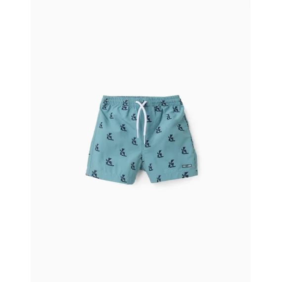 Short De Bain À Motif Bleu Clair