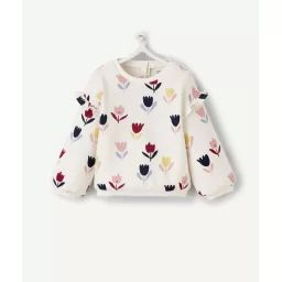 Sweat bébé fille en fibres recyclées et imprimé avec fleurs –  – Soldes