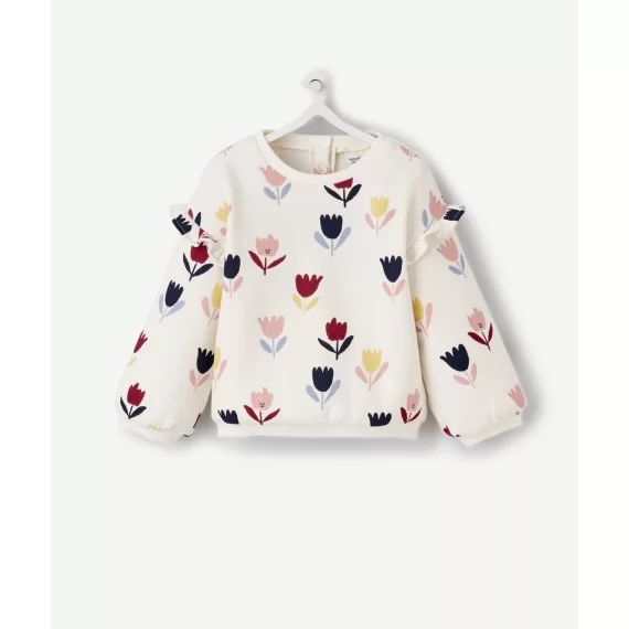 Sweat bébé fille en fibres recyclées et imprimé avec fleurs –  – Soldes
