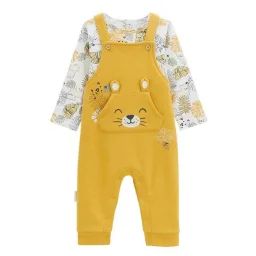 Ensemble Salopette Bébé En Molleton Et T-shirt Aslan Jaune