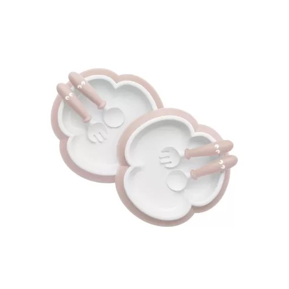 Assiette, Cuillère et Fourchette pour Bébé – Rose pastel