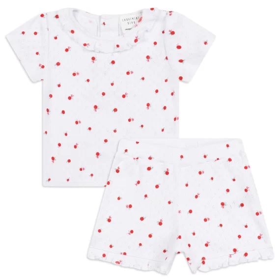 Ensemble pyjama short coton Fille Blanc