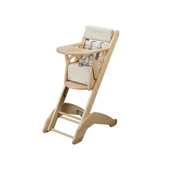 Chaise haute multipositions Manon en bois naturel vernis