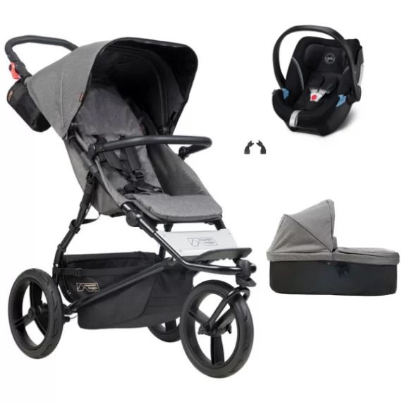 Poussette Mountain Buggy Urban Jungle + Nacelle Plus Luxury Edition – Herringbone + Coque Cybex Aton 5 – Deep Black