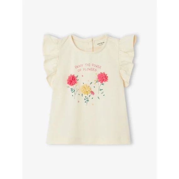 T-shirt avec fleurs en relief bébé écru