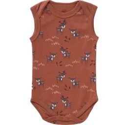 Body sans manches en coton bio Deer amber brown (0-3 mois : 50 à 60 cm)