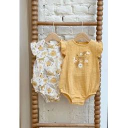 Lot De 2 Bodies Bébé À Bretelles En Gaze De Coton Ciao Milano Jaune