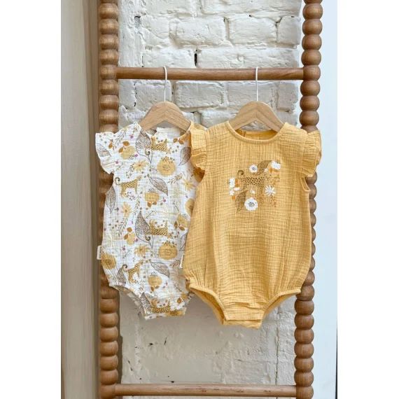 Lot De 2 Bodies Bébé À Bretelles En Gaze De Coton Ciao Milano Jaune