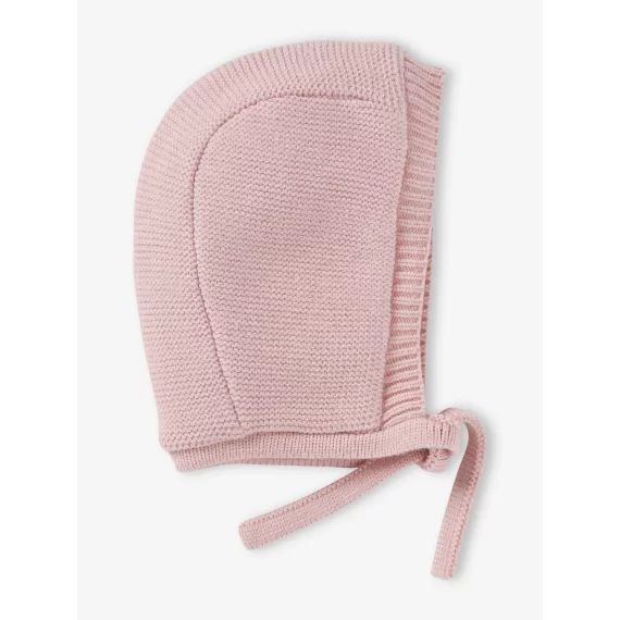 Bonnet esprit capuche bébé fille rose poudré