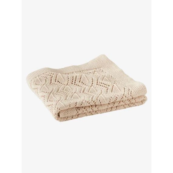 Couverture pointelle en coton bio* sable