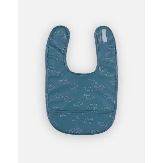 Bavoir en toile cirée imprimé dinausore bleu