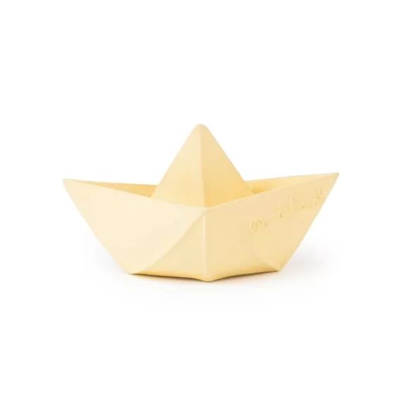 Jouet de bain bateau origami latex d&rsquo;hévéa vanille