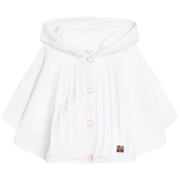 Cape à capuche tricotée Fille Blanc
