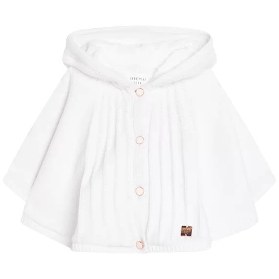 Cape à capuche tricotée Fille Blanc