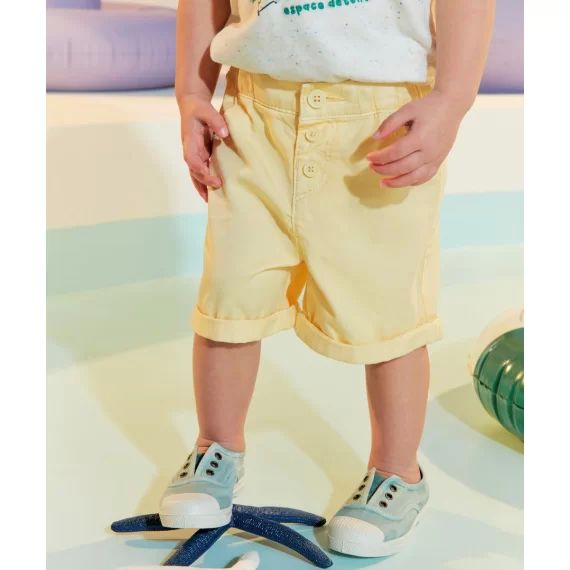Bermuda bébé garçon jaune en viscose responsable –  – Soldes