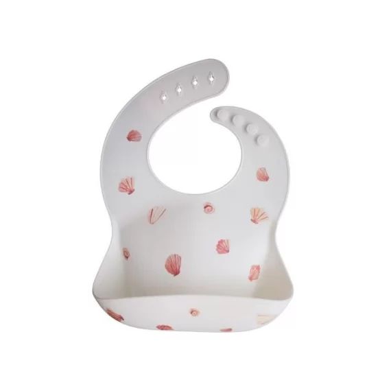 Bavoir à poche en silicone Sea Shells Ivory