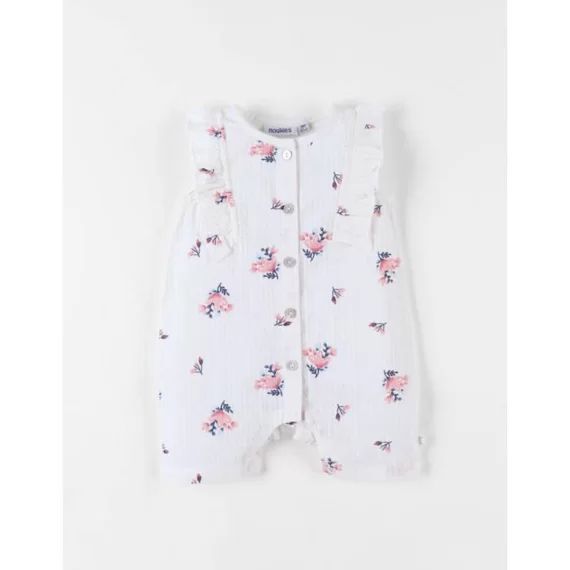 Combishort Imprimé Fleuri Vanille Rose