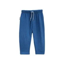Pantalon Bébé En Gaze De Coton Flora Bleu
