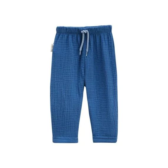 Pantalon Bébé En Gaze De Coton Flora Bleu