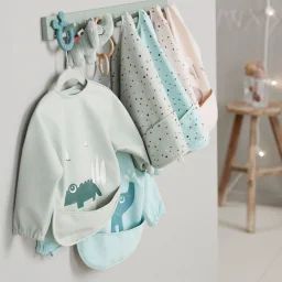 Bavoir manches avec poche Happy dots Vert