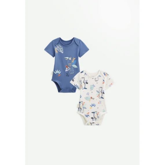Lot De 2 Bodies Bébé Manches Courtes Mexico Bleu