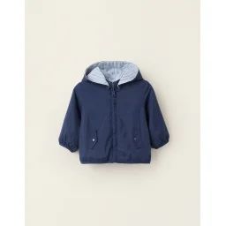 Veste Réversible Avec Capuche Amovible Bleu Foncé