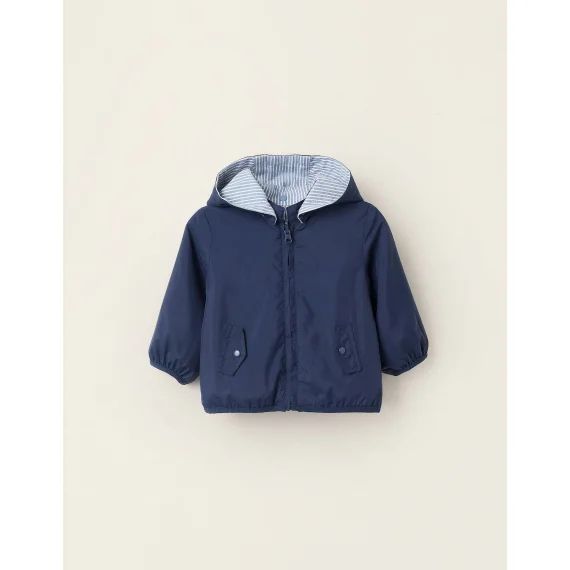 Veste Réversible Avec Capuche Amovible Bleu Foncé