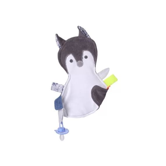 Doudou étiquettes Renard bleu