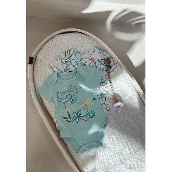 Lot De 2 Bodies Bébé Manches Courtes Patroika Vert
