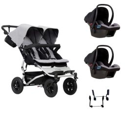 Poussette Double Mountain Buggy Duet V3.2 – Silver + 2 Coques Auto Protect