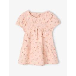 Robe à col claudine bébé fille rose pâle