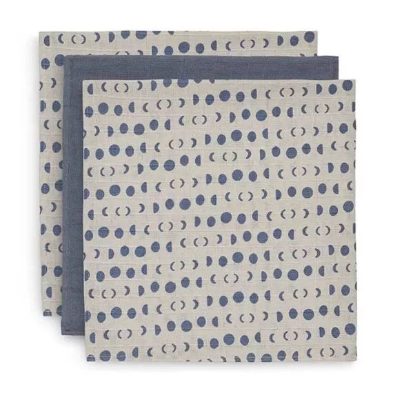 Lange gaze Coton Small 70x70cm Moonlight (3 pcs) – JOLLEIN – Serviette multifonctionnelle pour bébé bleu