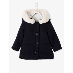 Manteau à capuche bébé fille encre