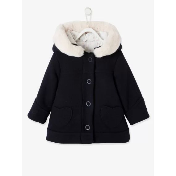 Manteau à capuche bébé fille encre