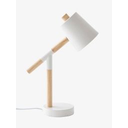 Lampe de bureau bois et métal ecru&bois