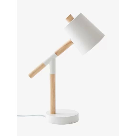 Lampe de bureau bois et métal ecru&bois