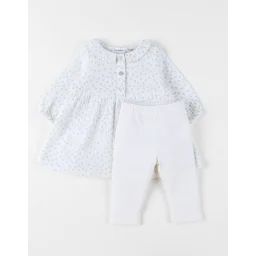Set Robe Et Legging Mousseline De Coton Blanc